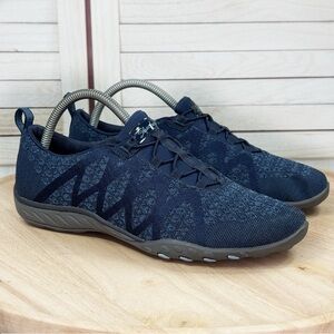 Skechers Relaxed Fit Breathe Easy Sere Knity Slip On Sneakers Blue Size 9